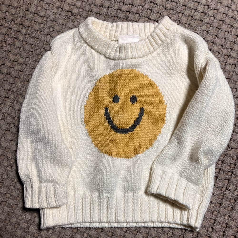 Little Co. Lauren Conrad Cream Sweater with Yellow Smiley 9 Months
